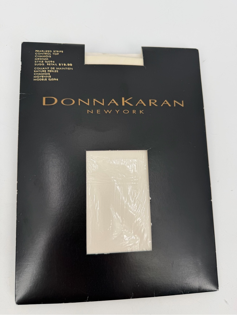Donna Karan New York Pantyhose Size Medium Pearlized Stripe VTG Chamois OJO94